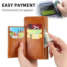 Load image into Gallery viewer, Luxury Leather Flip Wallet Case For iPhone 14 13 12 11 Pro MAX X XS XR Card Holder Stand Cover Retro Brown Card Holder Slots Pocket Case PU Leather Magnetic Closure Kickstand Shockproof Flip Case