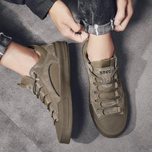 Load image into Gallery viewer, Luxury Leather Men's Sneakers Lace Up Mens Casual Outdoor Canvas Shoes Handmade Fashion Walking Sneakers Comfortable Modern Design Sneakers For Man