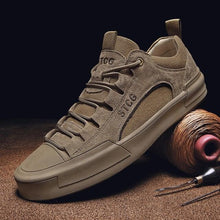 Load image into Gallery viewer, Luxury Leather Men's Sneakers Lace Up Mens Casual Outdoor Canvas Shoes Handmade Fashion Walking Sneakers Comfortable Modern Design Sneakers For Man
