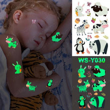 Load image into Gallery viewer, Luxury Luminous Tattoo Stickers Unicorn Stars Temporary Waterproof Luminous Fake Tattoos Stickers Dinosaur Butterfly For Children