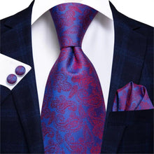 Load image into Gallery viewer, Luxury Men Silk Necktie Pocket Square Matching Handkerchief Cufflinks Set Formal Design Printed Business Necktie For Men