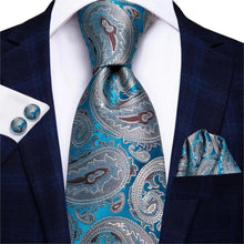 Load image into Gallery viewer, Luxury Men Silk Necktie Pocket Square Matching Handkerchief Cufflinks Set Formal Design Printed Business Necktie For Men
