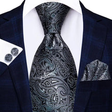 Load image into Gallery viewer, Luxury Men Silk Necktie Pocket Square Matching Handkerchief Cufflinks Set Formal Design Printed Business Necktie For Men