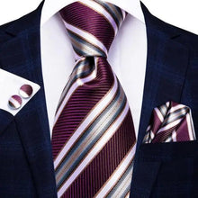 Load image into Gallery viewer, Luxury Men Silk Necktie Pocket Square Matching Handkerchief Cufflinks Set Formal Design Printed Business Necktie For Men