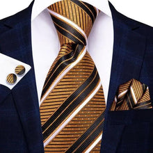 Load image into Gallery viewer, Luxury Men Silk Necktie Pocket Square Matching Handkerchief Cufflinks Set Formal Design Printed Business Necktie For Men