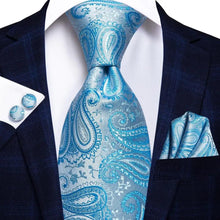Load image into Gallery viewer, Luxury Men Silk Necktie Pocket Square Matching Handkerchief Cufflinks Set Formal Design Printed Business Necktie For Men