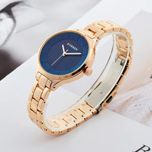 Load image into Gallery viewer, Luxury Rose Gold Womens Watch Stainless Steel Wrist Watches Fashion Thin Quartz Ladies Watch Waterproof Stainless Steel Wrist Watch Elegant Round Design For Women
