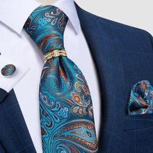 Load image into Gallery viewer, Luxury Wedding High Quality Solid Color Floral Tie For Men Fashion Silk Necktie Cufflink Silk Tie Set For Men