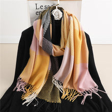 Load image into Gallery viewer, Winter Long Plaid Headwear Scarf Warm Shawls Cashmere Female Scarfs Scarves Lady Tassel Shawl Wraps For Women