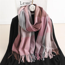 Load image into Gallery viewer, Winter Long Plaid Headwear Scarf Warm Shawls Cashmere Female Scarfs Scarves Lady Tassel Shawl Wraps For Women