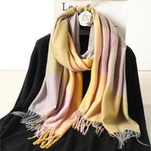Load image into Gallery viewer, Winter Long Plaid Headwear Scarf Warm Shawls Cashmere Female Scarfs Scarves Lady Tassel Shawl Wraps For Women
