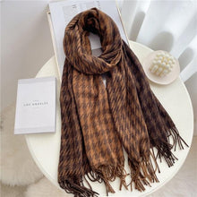 Load image into Gallery viewer, Winter Long Plaid Headwear Scarf Warm Shawls Cashmere Female Scarfs Scarves Lady Tassel Shawl Wraps For Women
