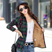 Load image into Gallery viewer, Luxury Winter Warm, Plus Velvet Thicken Plaid Shirt Style Coat Jacket For Women Clothes/Tops/Casual/Jacket/Outerwear For Female