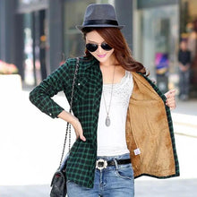 Load image into Gallery viewer, Luxury Winter Warm, Plus Velvet Thicken Plaid Shirt Style Coat Jacket For Women Clothes/Tops/Casual/Jacket/Outerwear For Female