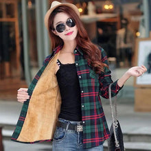 Load image into Gallery viewer, Luxury Winter Warm, Plus Velvet Thicken Plaid Shirt Style Coat Jacket For Women Clothes/Tops/Casual/Jacket/Outerwear For Female