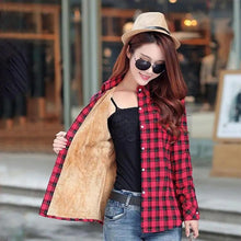 Load image into Gallery viewer, Luxury Winter Warm, Plus Velvet Thicken Plaid Shirt Style Coat Jacket For Women Clothes/Tops/Casual/Jacket/Outerwear For Female