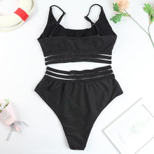 Load image into Gallery viewer, Luxury Women Black Bikini High Waist Swimwear Female 2 Pieces Set Swimsuit Bathing Suit Women Beach Women's High Waisted Bandage Bikini Set Two Piece Push Up Swimsuits