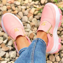 Load image into Gallery viewer, Luxury Women Blue Espadrilles New Solid Color Thick Bottom Zipper Walking Women's Shoes Slip-on High Top Sneakers Round Toe Thick Sole Zipper Ballet Flats Flat Skate Walking Shoes