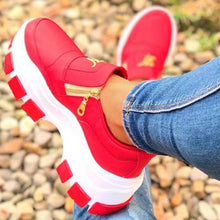 Load image into Gallery viewer, Luxury Women Blue Espadrilles New Solid Color Thick Bottom Zipper Walking Women's Shoes Slip-on High Top Sneakers Round Toe Thick Sole Zipper Ballet Flats Flat Skate Walking Shoes