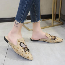 Load image into Gallery viewer, Luxury Women Mules Ladies Summer Slippers Women Shoes New Low Heels Flat Casual Shoes Woman Flip Flops Mules For Women Slip On Flats Loafers Pointed Toe Womens Mules