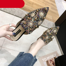 Load image into Gallery viewer, Luxury Women Mules Ladies Summer Slippers Women Shoes New Low Heels Flat Casual Shoes Woman Flip Flops Mules For Women Slip On Flats Loafers Pointed Toe Womens Mules