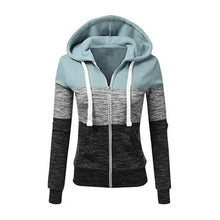 Load image into Gallery viewer, Luxury Women Patchwork Hoodie Spring Autumn Slim Hooded Jacket Fashion Long Sleeve Drawstring Pocket Hoodies Sweatshirts Women's Hoodie Color Block Casual Pullover Hoodie