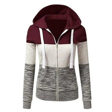 Load image into Gallery viewer, Luxury Women Patchwork Hoodie Spring Autumn Slim Hooded Jacket Fashion Long Sleeve Drawstring Pocket Hoodies Sweatshirts Women's Hoodie Color Block Casual Pullover Hoodie