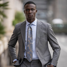 Load image into Gallery viewer, Cortina - Silk Jacquard Tie - Warm Pewter
