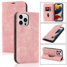 Load image into Gallery viewer, Magnetic Leather Wallet Phone Cover for iPhone 14 Plus 13 Pro Max 12 Mini for Wireless Charging Kickstand Card Case Magnetic Flip PU Leather Phone Case with Card Holder Slots Kickstand Shockproof Case