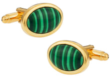 Load image into Gallery viewer, Malachite Gold Cufflinks