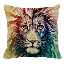 Load image into Gallery viewer, Male Lion Printing Linen Pillow Cover Lion Leo King Square Cushion Covers For Home Sofa Bed Chair Decoration