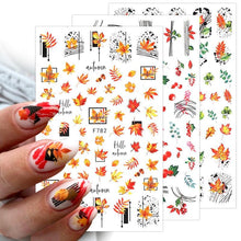 Load image into Gallery viewer, Maple Leaves 3D Nail Stickers Fall Leaf Flowers Line Sliders For Nails Self Adhesive Stickers Autumn Manicuring Decals Transfer Nail Decals Sticker For Pretty Girl Self-Adhesive Nail Decals Designer Nail Stickers for Acrylic