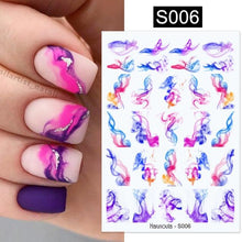 Load image into Gallery viewer, Marble Blooming 3D Nail Sticker Decals Flower Leaves Transfer Water Sliders Abstract Geometric Lines Nail Watermark Decals iridescent Decoration Nail Self-Adhesive Decals Nail Stickers Water Transfer Fresh Nail Decals for Nail Art Butterfly Palm