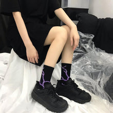 Load image into Gallery viewer, Marble Print Style Harajuku Skateboard Long Socks Creative Fun Lightning Hip Hop Style Socks Streetwear Casual Cotton Socks Unisex Street Couple Socks For Men And Women