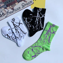 Load image into Gallery viewer, Marble Print Style Harajuku Skateboard Long Socks Creative Fun Lightning Hip Hop Style Socks Streetwear Casual Cotton Socks Unisex Street Couple Socks For Men And Women