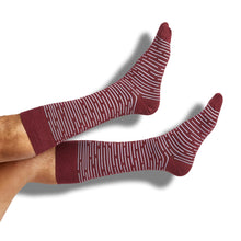 Load image into Gallery viewer, Maroon Broken Stripe Dress Socks