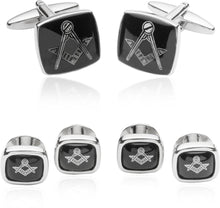 Load image into Gallery viewer, Men's Masonic Tuxedo Cufflinks Studs in Silver