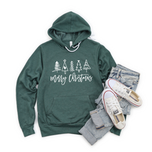 Load image into Gallery viewer, Merry Christmas Doodle Trees Crew or Hoodie Sweatshirt