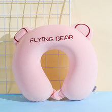 Load image into Gallery viewer, Memory Foam U-Shaped Pillow Slow Rebound Neck Pillow Nap Airplane Pillow Travel Cartoon Memory U-Shaped Headrest Long Trip Memory Foam Pillow with Snap U-Shaped Airplane Car Flight Head Neck Support Pillow with Washable Cover