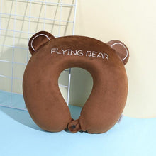 Load image into Gallery viewer, Memory Foam U-Shaped Pillow Slow Rebound Neck Pillow Nap Airplane Pillow Travel Cartoon Memory U-Shaped Headrest Long Trip Memory Foam Pillow with Snap U-Shaped Airplane Car Flight Head Neck Support Pillow with Washable Cover