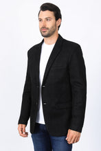 Load image into Gallery viewer, Men's Double Button Black Faux-Suede Blazer