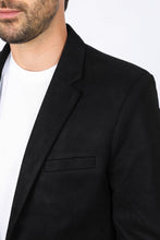 Load image into Gallery viewer, Men's Double Button Black Faux-Suede Blazer