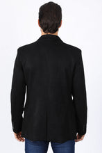 Load image into Gallery viewer, Men's Double Button Black Faux-Suede Blazer