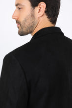 Load image into Gallery viewer, Men's Double Button Black Faux-Suede Blazer