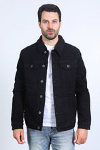 Load image into Gallery viewer, Mens Sherpa Lined Denim Jacket - Black