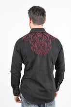Load image into Gallery viewer, Mens Vintage Washed 2-tone Embroidery Modern Fit Stretch Shirt