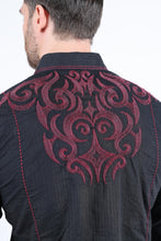 Load image into Gallery viewer, Mens Vintage Washed 2-tone Embroidery Modern Fit Stretch Shirt