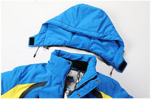 Load image into Gallery viewer, Men Blue Winter Outdoor Jacket New Ski Snow Warm Jacket Coat New Design Stylish Men's Breathable Jacket Comfortable Casual Hooded Waterproof Thick Fleece Jackets For Men Detachable Hood Jacket