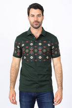Load image into Gallery viewer, Mens Modern Fit Stretch Cotton Aztec Panoramic Print Polo