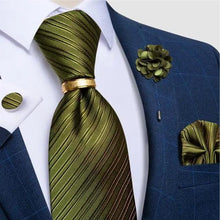 Load image into Gallery viewer, Men Luxury Red Silk Necktie Matching Cufflinks Set For Men Bridegroom Wedding Business Necktie Elegant Design Ideal Gift For Men